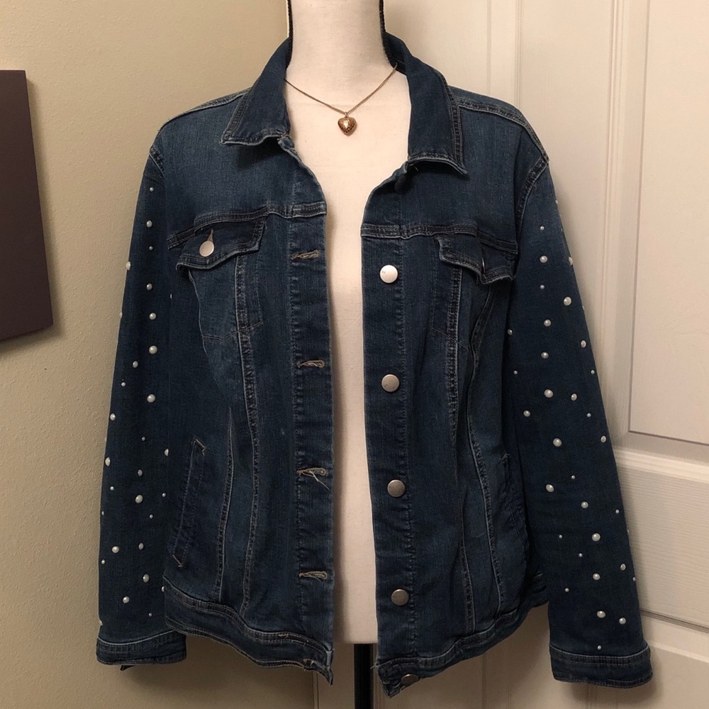 Pearl Studded Jean Jacket